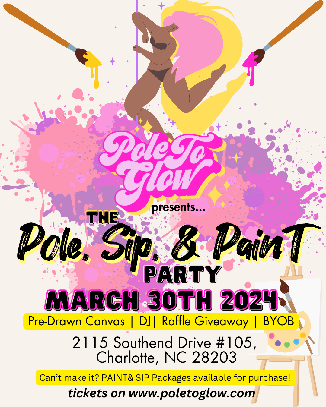 Pole, Sip & Paint Party (GENERAL ADMISSION) - CHARLOTTE, NC